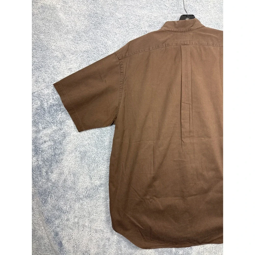 Ralph Lauren Mens XL Brown Blake Short Sleeve Button Down Cotton Shirt Logo